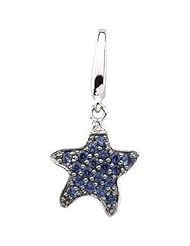 Genuine Blue Sapphire & Diamond Starfish Charm 14K White 66017