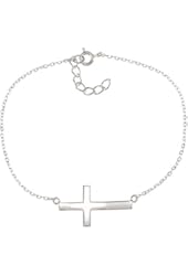Sterling Silver 7" + 1" extension Sideways Cross Communion Bracelet