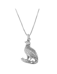 Sterling Silver One Sided Quail Bird Necklace