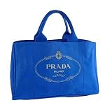 「PRADA : プラダ 2012年春夏新作 ロゴ入りキャンバス(CANAPA)トートバッグ AZZURRO 並行輸入」の画像