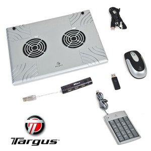 Targus Home/Office Laptop Bundle (Includes Targus Notebook Cooling Chill Mat, Targus Wireless Mouse, Targus Numeric Keypad with 2 USB Ports, and Targus 4-Part Hub)
