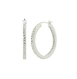 Sterling Silver Clear Crystal 25mm Inside Out Hoops