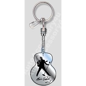 Elvis Presley Silhouette Keychain Guitar