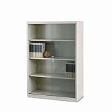 Executive Steel 4 Shelf Bookcase with Glass Doors - 4 Shelves, 36 x 15 x 52, Putty(sold individuall)