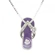 Silver Pendant Necklace Enamel Sandal Purple New 16in