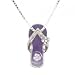 Silver Pendant Necklace Enamel Sandal Purple New 16in