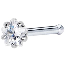18 Gauge Clear Star Cubic Zirconia Nose Bone