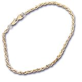 14K 1.80MM Diamond Cut Solid Rope Bracelet 7