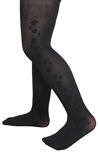 Butterfly Little Girls Nylon Opaque Stretch Textured Design Footed Tights