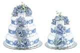 Bloomers Blue Hydrangeas With Blue Circle Diaper Cake-2 Tier