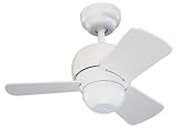 Monte Carlo 3TF24WH Micro 24, 24-Inch 3-Blade, Ceiling Fan, Damp Location, White Motor Finish and White Blades