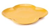 Chantal Ceramic Talavera Style 14 3 4 Inch x 14 3 4 Inch Four Round Serving Platter, Glossy Curry Yellow