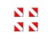 Scuba Diver Flag - Set of 4 Badge Stickers