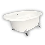 American Bath Factory B4-72-BB-LH-NH-M2-25-CH Caspian Whirlpool Clawfoot Bathtub in Bisque, Paw Feet