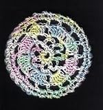 Pale Pastels Multi Floral Crocheted Hair Bun Cover- MEDIUM