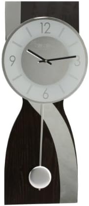 Deluxe Dark Wood with Mirror Wave Pendulum Wall Clock