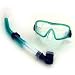 Crystal View Mask and Breeze Drain Snorkel Set - Aqua Green