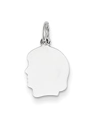 14k White Gold Plain Small Facing Left Engravable Girl Charm Pendant