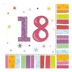 HAPPY BIRTHDAY 16 bunte SERVIETTEN ZAHL 18