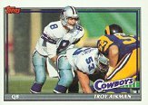 1991 Topps Troy Aikman Football Card #371 - Shipped In Protective Display Case!