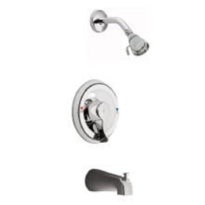 Moen Single Handle PosiTemp Tub and Shower Trim and Valve with Single Function shower-head from the Classic Series - Chrome