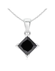 4.1 ct Princess Enhanced Black Diamond Solitaire Pendant Necklace
