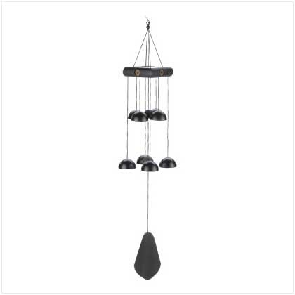 Temple Bells Windchimes Garden Wood Metal Bronze Tone