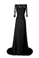 Plus Size Off the Shoulder Elbow Length Sleeves Chiffon Lace Applique Mermaid Evening Dress/Party Dress  with a Brush/Sweep Train 