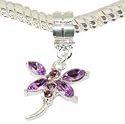 LovingtheBead &copy; Lilac Gem-Set Dangle Dragonfly Slide-on & Slide-Off Bead Charm