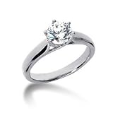 14K White Gold Round Cut Diamond Solitaire Engagement Ring (1.00ct.tw, HI Color, SI2-3 Clarity)