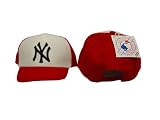 New York Yankees MLB Red and White with Navy Logo Youth Adjustable Hat / Cap