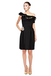  Acetate/Metallic/Nylon/Polyester/Spandex Cocktail One Shoulder Evening Dress  With Ruffles