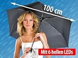 Produkt-Bild: PEARL Mini-Regenschirm (1 Meter) mit integrierter 6-fach LED-Leuchte