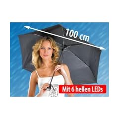 PEARL Mini-Regenschirm (1 Meter) mit integrierter 6-fach LED-Leuchte