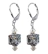 SCER074 Made with Swarovski Elements&reg; Rare Color Cube Crystal Sterling Silver Leverback 1.5" Long Dangle Earrings