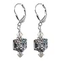 Splendid Rare Color Swarovski Cube Crystal Sterling Silver Leverback 1.5" Long Dangle Earrings