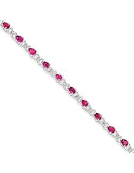 Sterling Silver Pink Tourmaline and Diamond Bracelet