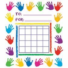 mini incentive charts handprints 36/pk 5 x 6use to chart individual student progress or goals; track homework assignments; reward good citizenship and