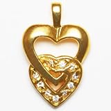 925 Sterling Silver Rhodium Finished with inlaid CZ (A) stones- Gold Heart Pendant