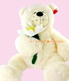 24 inch Ivory Super Plush Bear with a Daisy