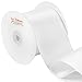 LaRibbons Double Face Satin Ribbon Roll, 3 inch Wide, White, 25 Yards