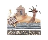 AT THE BEACH wooden handpainted SIGN plaque wall decor