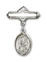 Sterling Silver Baby Badge with St. Zita Charm and Polished Badge Pin