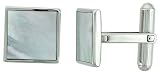Square Shape, Surgical Steel Cufllinks w/ Natural Mother of Pearl Inlay, 9/16 X 9/16
