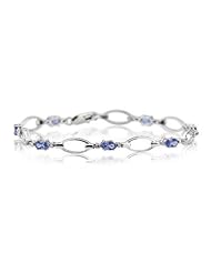 0.01 Cts Diamond & 1.70 Cts Tanzanite Bracelet in 14K White Gold