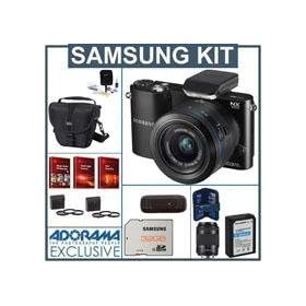 Samsung Smart Wireless NX1000 20.3 MP Camera with 20-50mm f/3.5-5.6 Lens - Bundle - with 50-200mm f/4.5-5.6 ED OIS II Lens, 32GB SDHC Card, Holster Bag, Spare Battery, 58mm & 52mm Filter Kit, USB Card Reader, Card Holder, Optics Cleaning Kit, FREE: Red Giant Adorama Production Bundle, Black