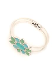Cool Turquoise Flower Silver Plated Cuff Bracelet