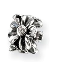 Clear CZ, Floral Charm in Silver for 3mm Charm Bracelets