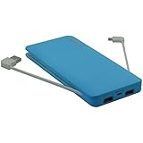 Eoso 10000mah Ultra Slim Dual Port USB Fast Charging Portable Power Bank Built-in Micro USB Cable External Battery Charger Pack for iPhone Samsung Galaxy HTC iPad Tablets Pc(10000mah Blue)