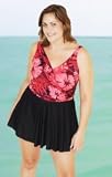 Penbrooke Exotic Orchid Plus Size Surplice Swimdress Swimsuit - Plus Size Swimsuit Plus Size Swimsuit